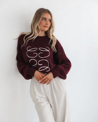 Adelaine Knit - Wine Print