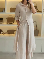 Cotton Linen Casual Two-Piece Set