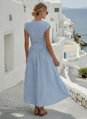 Linen dress with twisted effect
