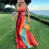 Kira | Satin Maxi Dress with Knot Front