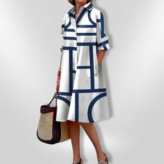 Estelle | Stylish Geometric Button Dress