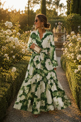 Women's Enchanted Flared Flow Tie-Waist Maxi Dress