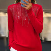 Freda - Women's Semi-Turtleneck Sweater with Sequins - Chic and Comfy Winter Style