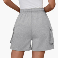 Women's Cargo Shorts with Elastic Waist and Utility Pockets