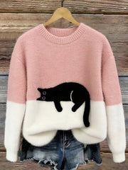 LunaCat | Sleeping Cat Knit Sweater for Women