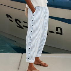 Women's Stylish Striped Button Pants