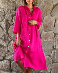 MIRANDA - OVERSIZED COTTON LINEN DRESS