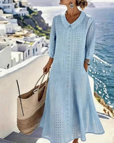 AUTUMN – ELEGANT MIDI DRESS WITH EMBROIDERY DETAILS