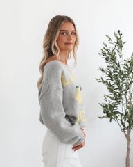Lyla Knit Sweater - Grey Print
