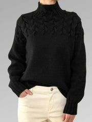 Women's high-neck cable knit sweater