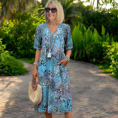 Isla | Elegant Casual V-Neck Midi Dress