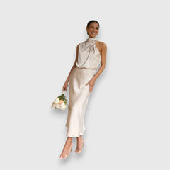 Daisy | Elegant Satin Halter Dress
