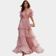 Elegant Tiered Ruffle Maxi Dress