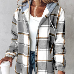 Women's Lightweight Plaid Jacket with Hood
