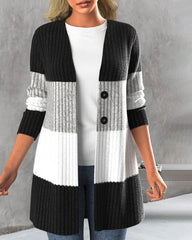 Women's striped buttoned cardigan