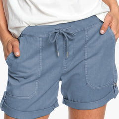 Women's Shorts with Drawstring Waist and Cuffed Hem