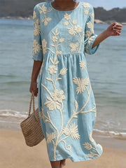 Women's Midi Embroidered Vintage Dress