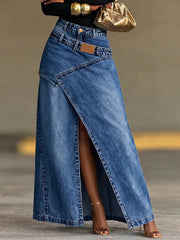 Women's High-waisted Loose-fit Casual Denim Skirt