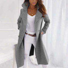 Elegant Long Women's Coat with Buttons