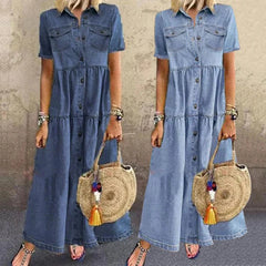 AIKO - RELAXED FIT SHORT SLEEVE DRESS WITH POCKETS
