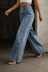 Mia | High Waist Slit Jeans