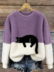 LunaCat | Sleeping Cat Knit Sweater for Women