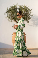 Mina’s Enchanted Flow Tie-Waist Maxi Dress