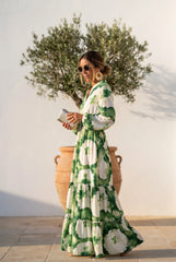 Mina’s Enchanted Flow Tie-Waist Maxi Dress