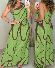 Elara | Abstract Off-Shoulder Maxi Dress