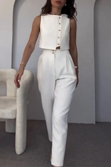 CYRA – CASUAL SOLID COLOR SLEEVELESS TWO-PIECE SET