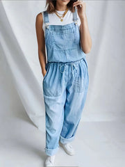 Everly - Relaxed Button Front Denim Overalls