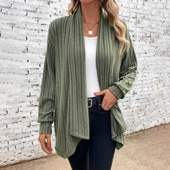 Women's ribbed open-front cardigan