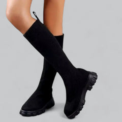 Women's knee high boots with chunky platform heel