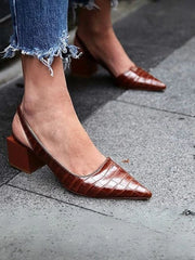 Women's Croc Effect Slingback Heels