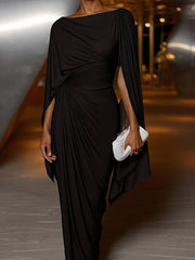 Melyssa | Pleated Drape Maxi Dress