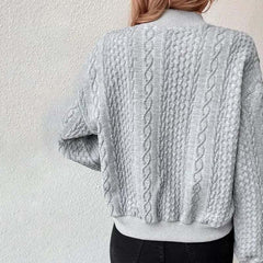 Women's quilted knit bomber jacket for a cozy touch