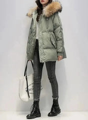 Ella® | Winter coat with faux fur hood