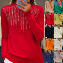 Freda - Women's Semi-Turtleneck Sweater with Sequins - Chic and Comfy Winter Style