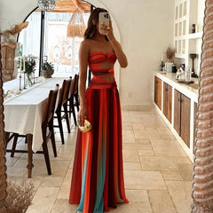 Diana | Elegant Color-Block Maxi Dress