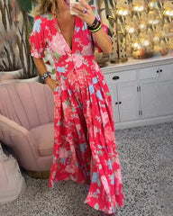 IXARAH - SUNSET ROMANCE LINEN DRESS