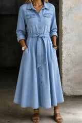 Luna | Long Sleeve Denim Dress