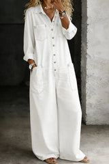 Monroe - Relaxed Wide-Leg Utility Denim Jumpsuit