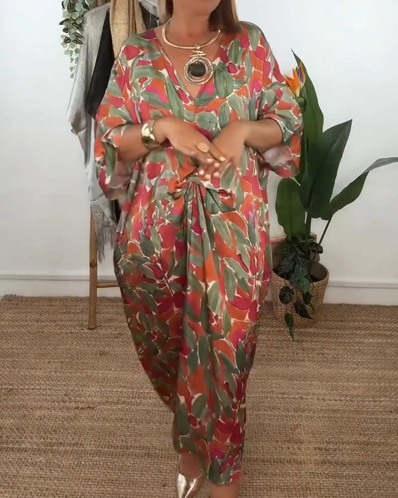 Dress with V-Neck and Twisted Pattern