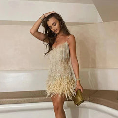 JOYCEL - MODERN FEATHERED PARTY DRESS
