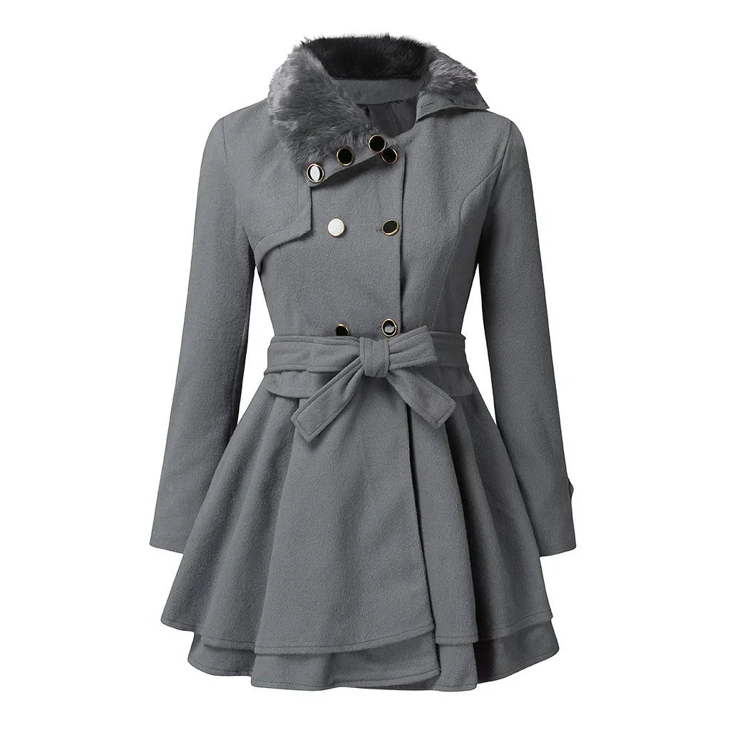 Antonella  | Chic trench coat with vegan fur for a luxurious look