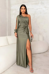 Women's Figure Hugging Wrap Wedding Guest Dress