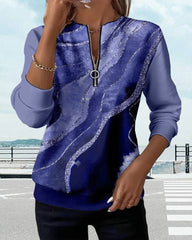 Half-Zip Sweatshirt with Vintage Print