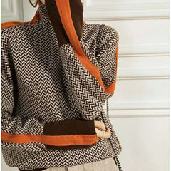 Women's houndstooth turtleneck sweater