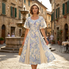 Ethereal Flutter Sleeve Fit-and-Flare Dress