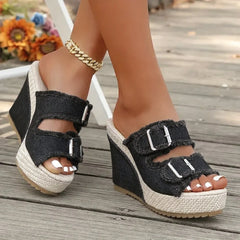 Atelier | Fray Edge Wedge Sandals